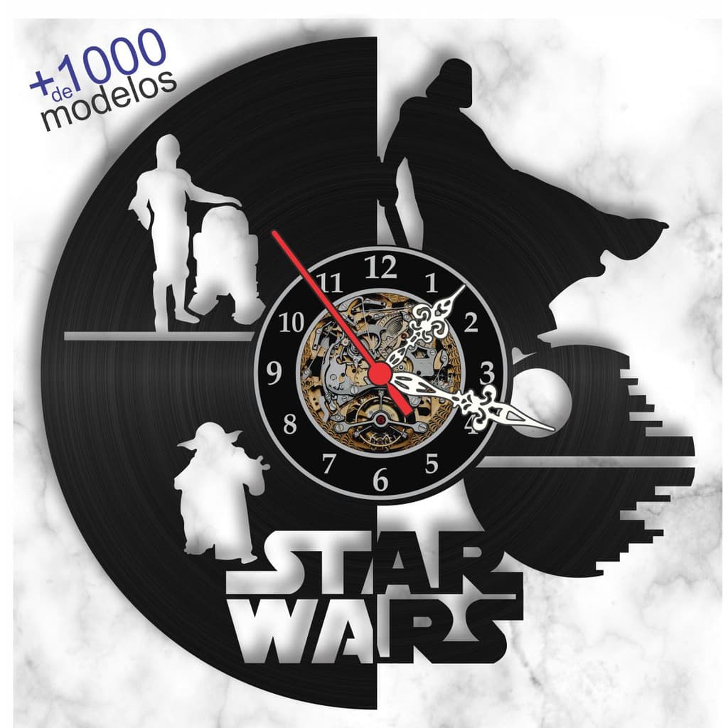 Relógio Disco Vinil De Parede Star Wars Sabiarte Presente Criativo Divertido Pai Amigo Secreto