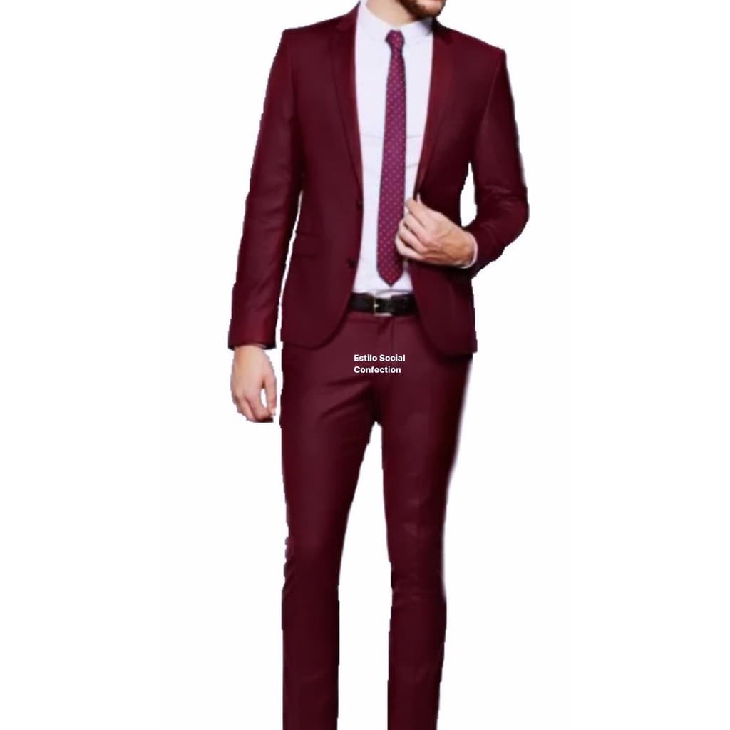 Terno Vinho Bordô Slim Fit Promoção Paletó + Calça + Cabide