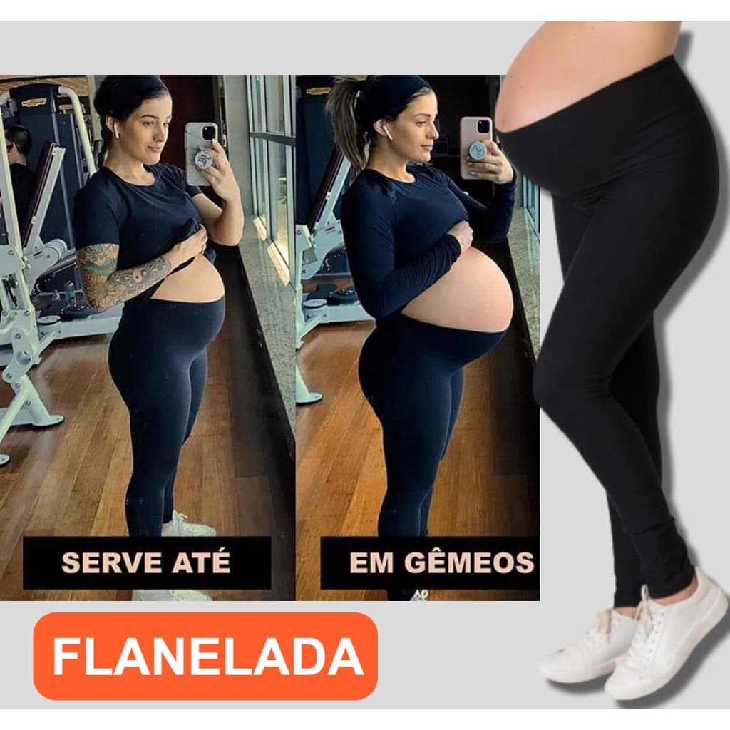 Calça Plus Size Flanelada Legging P/ Gestante Roupa Grávida