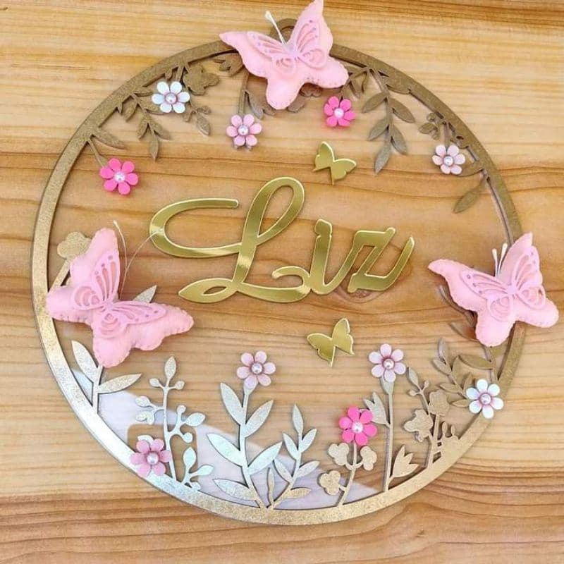 Porta Maternidade Floral acrílico e espelhado