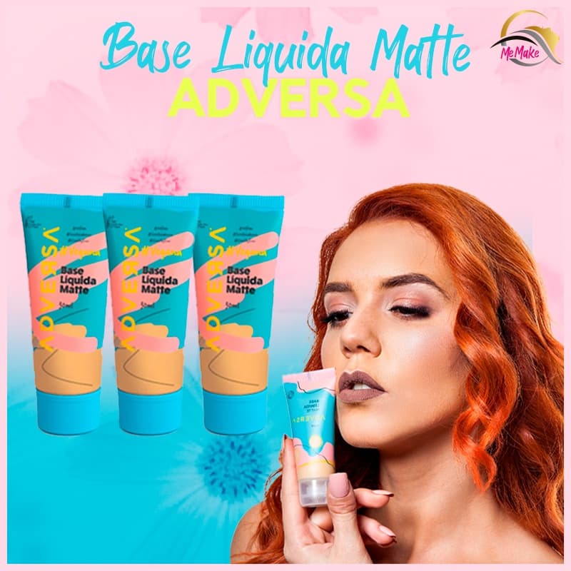 Base Líquida Matte Oil Free Vegana Adversa - Escolha Seu Tom