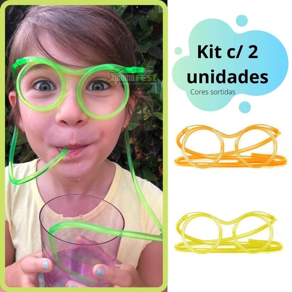 Óculos Canudo Divertido Reutilizável Chaves KIT c/2