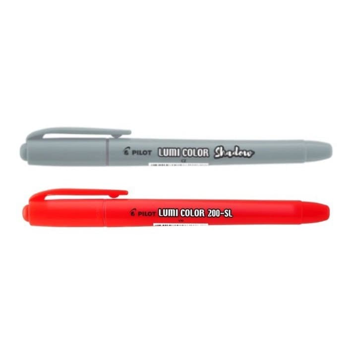Caneta Marca Texto Lumi Color Soft / Caneta Colorida / Papelaria – Pilot Marca Texto Cinza Vermelho
