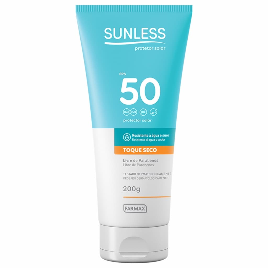 Protetor Solar Sunless FPS 50 Farmax 200g Toque Seco