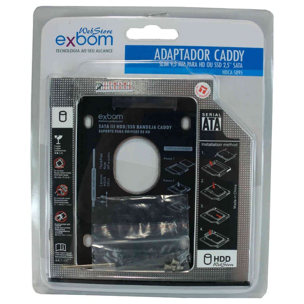 Adaptador Case Caddy Hd Ssd Sata 2.5 Gaveta Notebook 9,5mm
