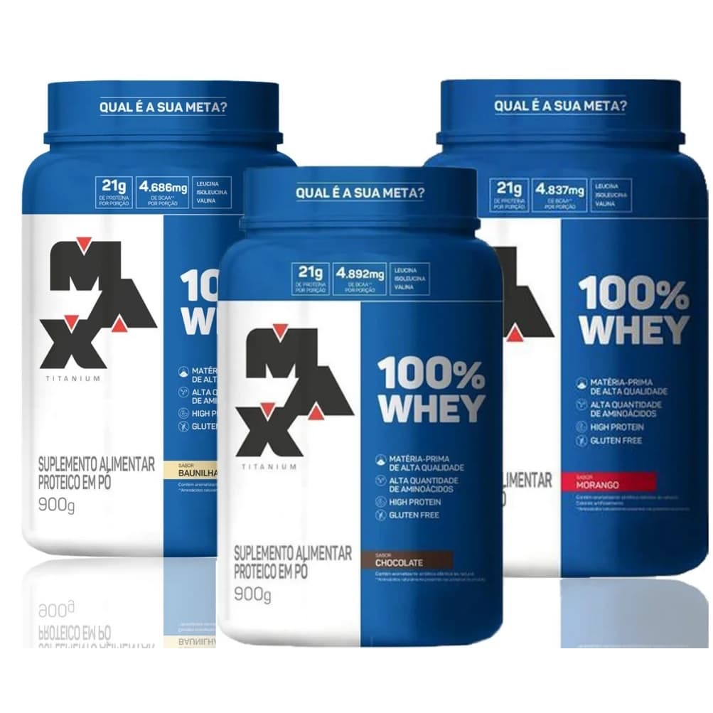 Whey 100% Pure Max Titanium Whey Protein Concentrado - Pote OU Refil 900g - ORIGINAL