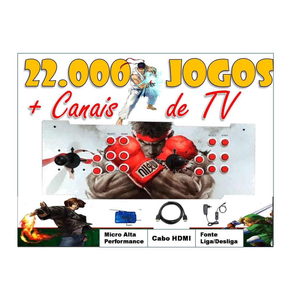 Fliperama Portatil Arcade 22000 jogos - 1 ano Garantia