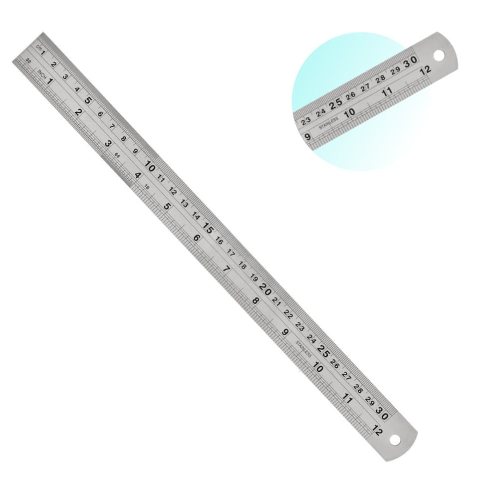 Régua Aço Inox 30 Cm 12 Pol. Patchwork Artesanato Scrapbook