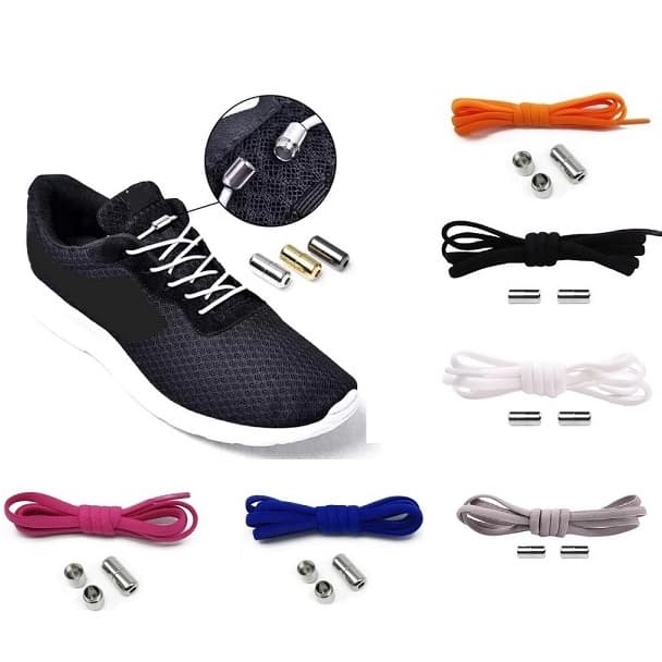Cadarço Elástico Sem Laço Fecho Metálico De Rosca fivela para tenis não amarre criança corrida