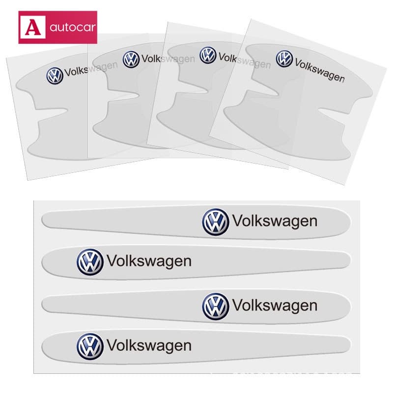 (Logo Volkswagen)  Adesivo Transparente Protetor 8 Peças Para Vw Carro Taos Gol Polo T-cross Voyage Maçaneta de porta de Carro