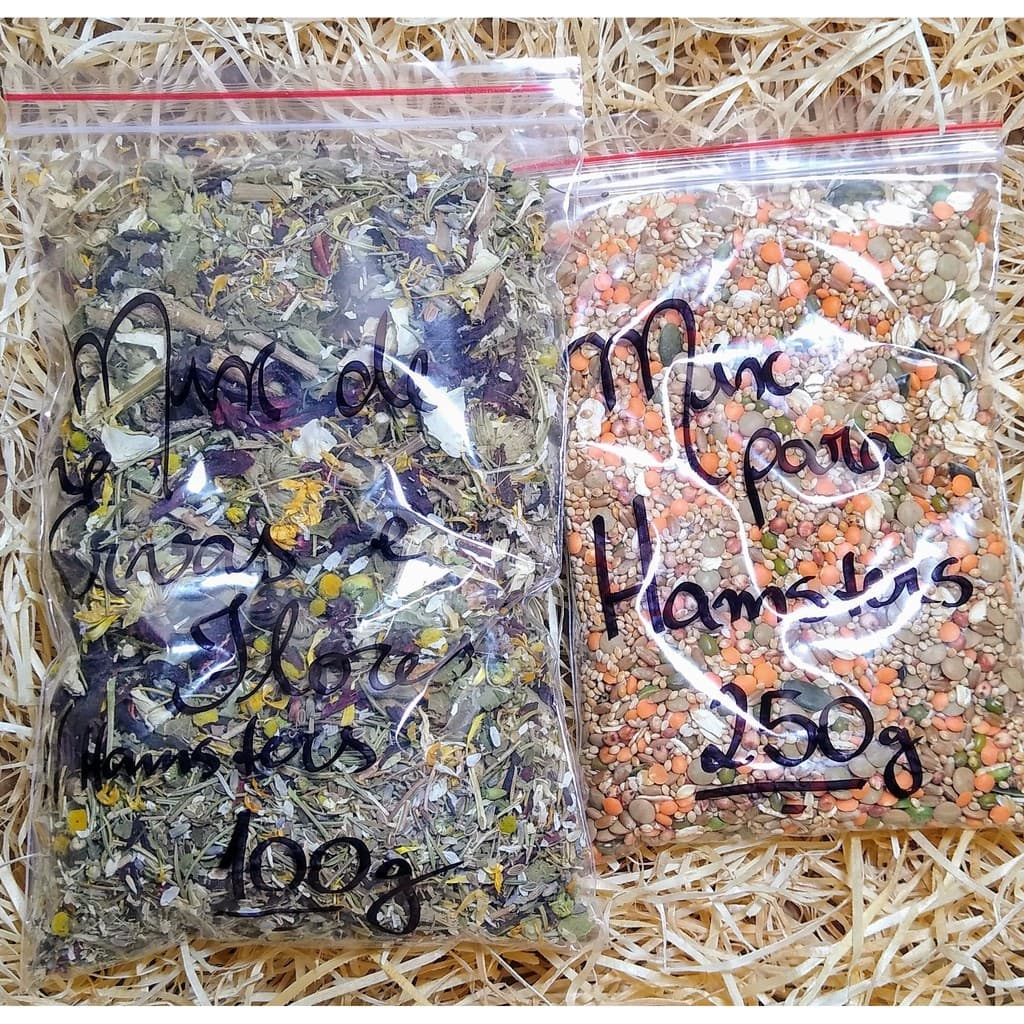 Kits Hamster - Mix Caseiro de Sementes e Mix de Ervas e Flores
