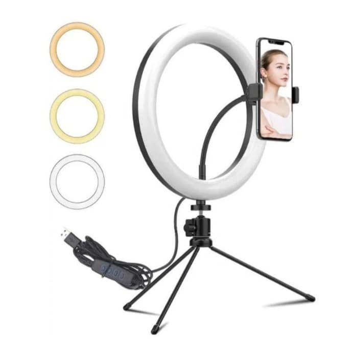 Ring Light 20cm/8inch LED with phone holder + Tripod Stand Youtuber FB Live Mobile Phone Shooting