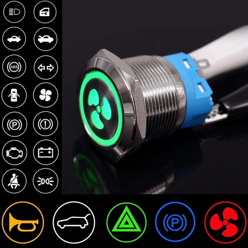 16 19 22mm Car Metal Botão Interruptor Para Personalização DIY Automóvel E Motocicleta Reequipamento Lâmpada LED Em OFF