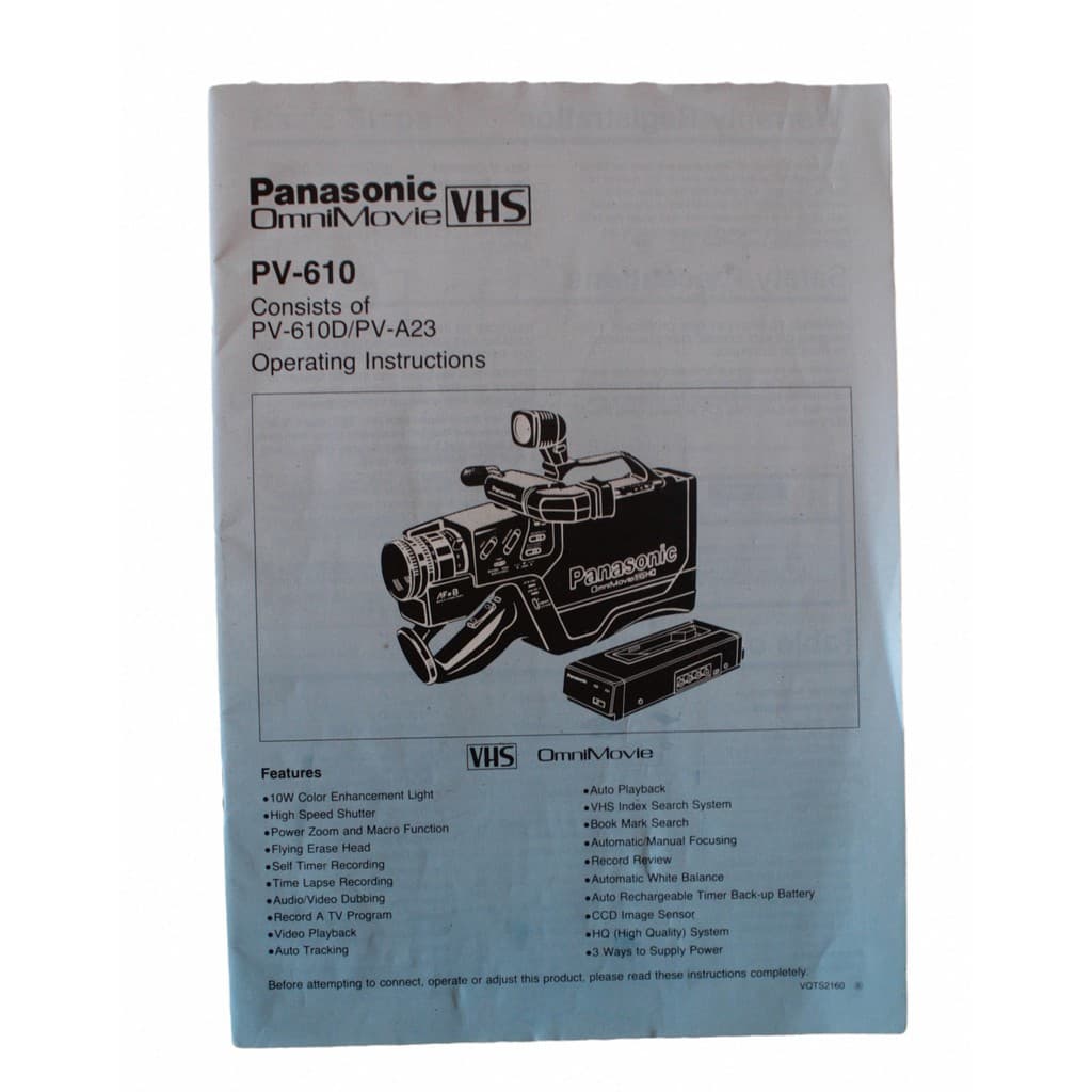 Manual Original Da Filmadora Panasonic Pv-610 Em Inglês