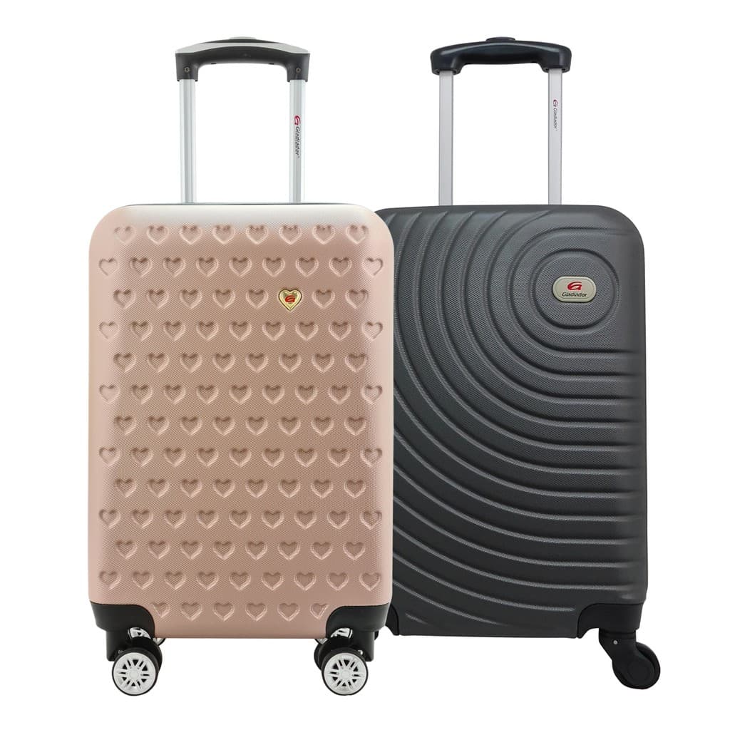 Kit Duas Malas De Bordo Rígidas 360º - Gladiador C1A7 - Rosé e Grafite