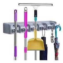 Suporte Multiuso 5 Posições Porta Vassoura Rodo Organizador P/ Itens De Limpeza Cozinha Ferramentas