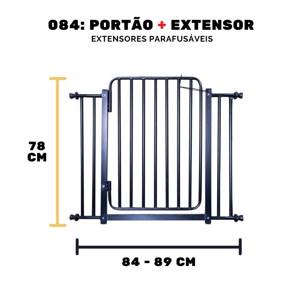 Portão Grade Porta Robusta Segurança Bebê Pet 84/89 Cm Portãozinho Cachorro Expansivo