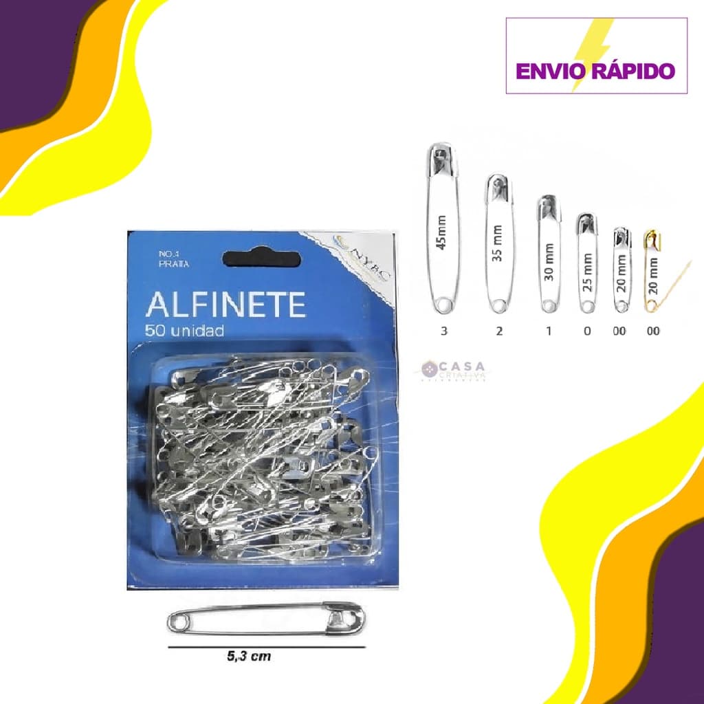 Alfinete De Segurança e Fralda Prata- Blister C/100 e 50 Unid.