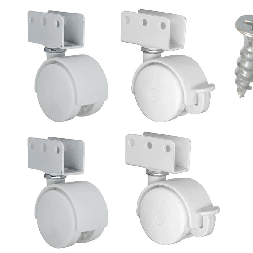 Rodinhas para Berço 15mm Chapa U - Kit com 4 Peças Fácil Instalação e Alta Resistência