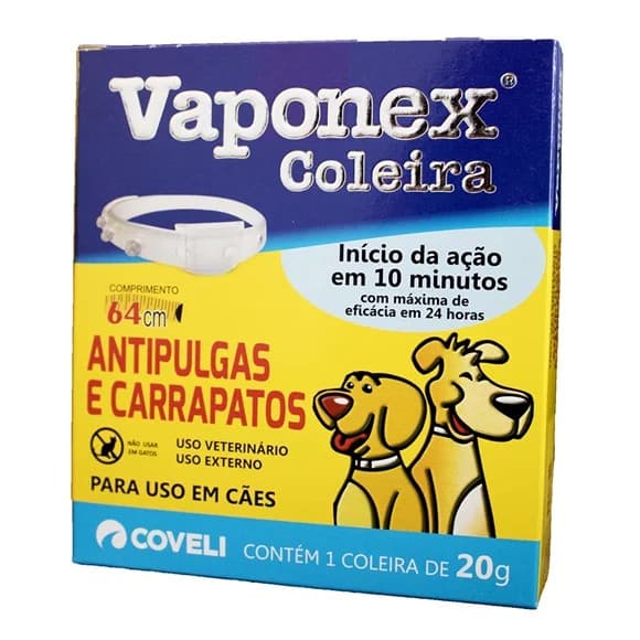 Coleira Vaponex 64cm - Antipulgas e Carrapatos P/ Cães