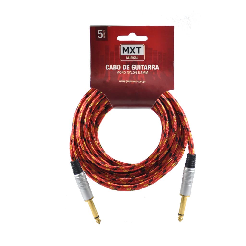 Cabo Para Guitarra Violão 5m Metros Blindado P10 P10 Têxtil