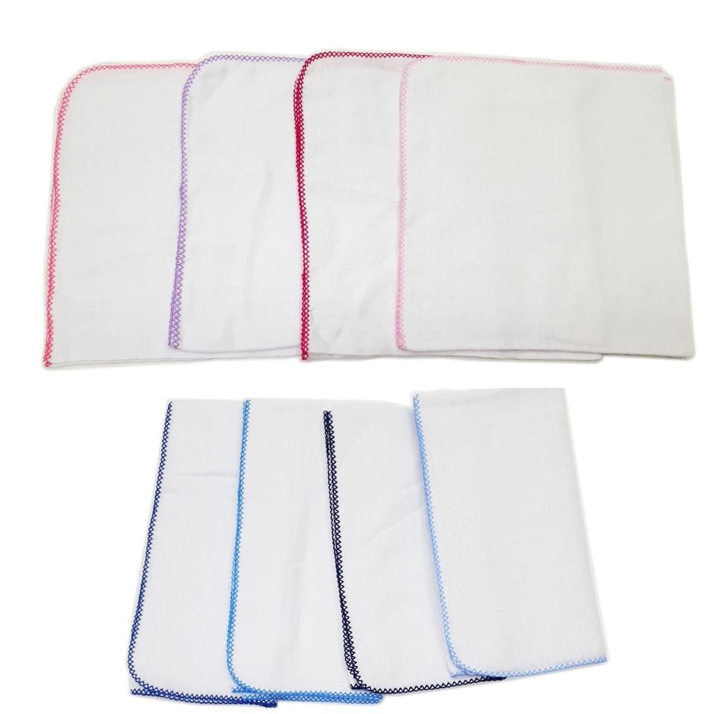 Kit 5 Fralda Quadriculada Lisa 68 Cm X 68 Cm Com Crochê - Escolher Cores