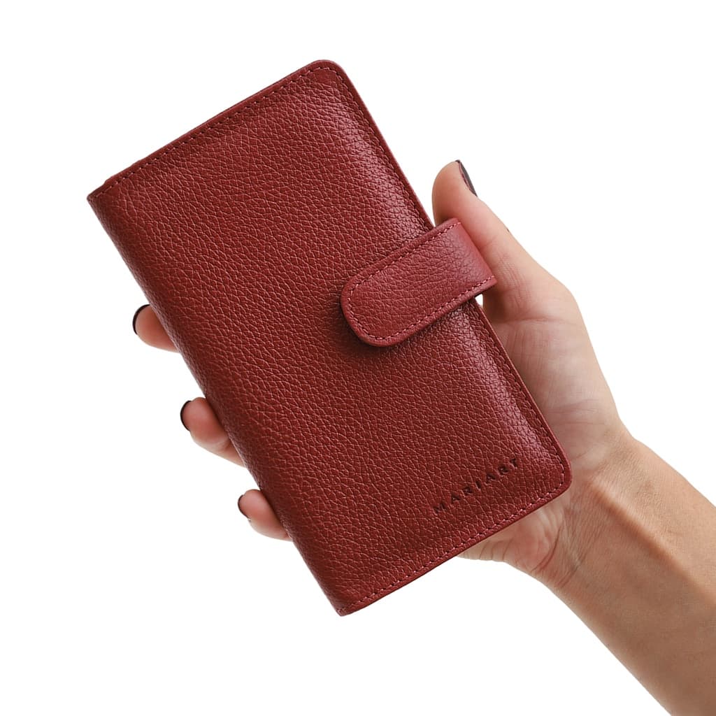 Carteira Feminina Couro Legítimo C/ Botão RG CNH Cartões Cédulas Moedas Mariart 172