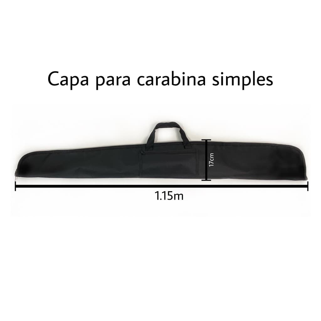 Capa De Carabina 1,15m Preta Simples- Bh Confeccoes