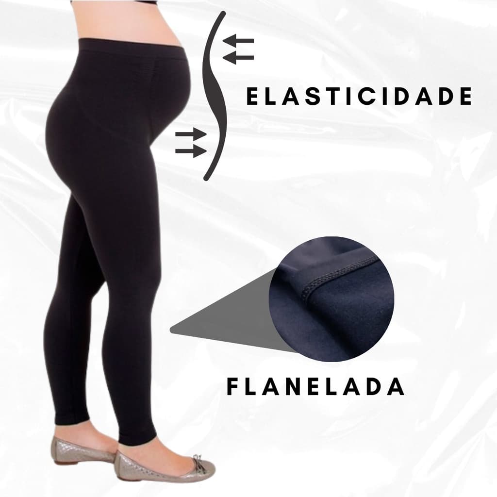 Calça P/ Gestante Plus Size Flanelada Legging Roupa Grávida
