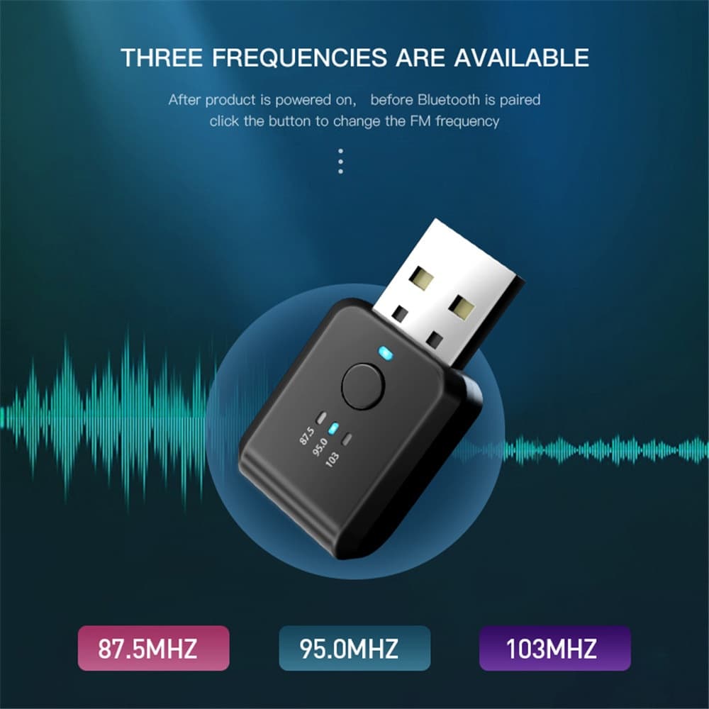 Mini Carro Bluetooth 5.1 FM01 Transmissor Receptor De Áudio Auto Sem Fio Para O Fm Rádio Handsfree Chamada De Energia USB Kit