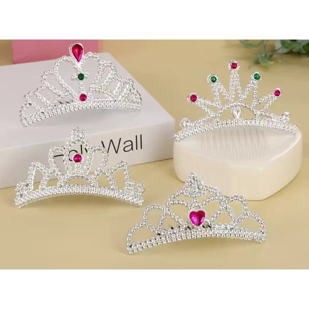 Kit com 12 /24  Mini Coroa de Princesa Pente strass penteado prata noivinhas daminha Deputante festa Infantil casamento