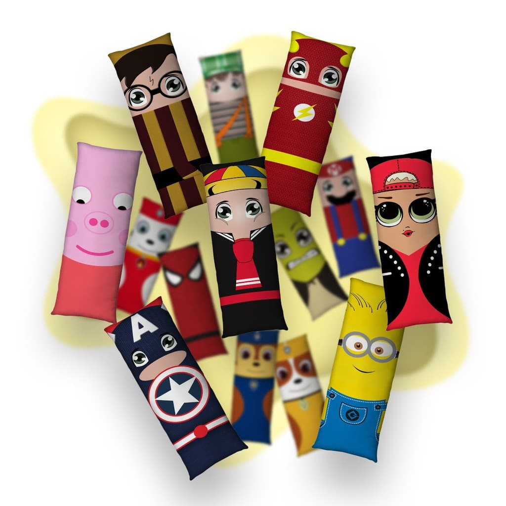 Almofada Protetor Cinto Segurança para pescoço para Carro Viagem Infantil Adulto Super Heróis e Personagens