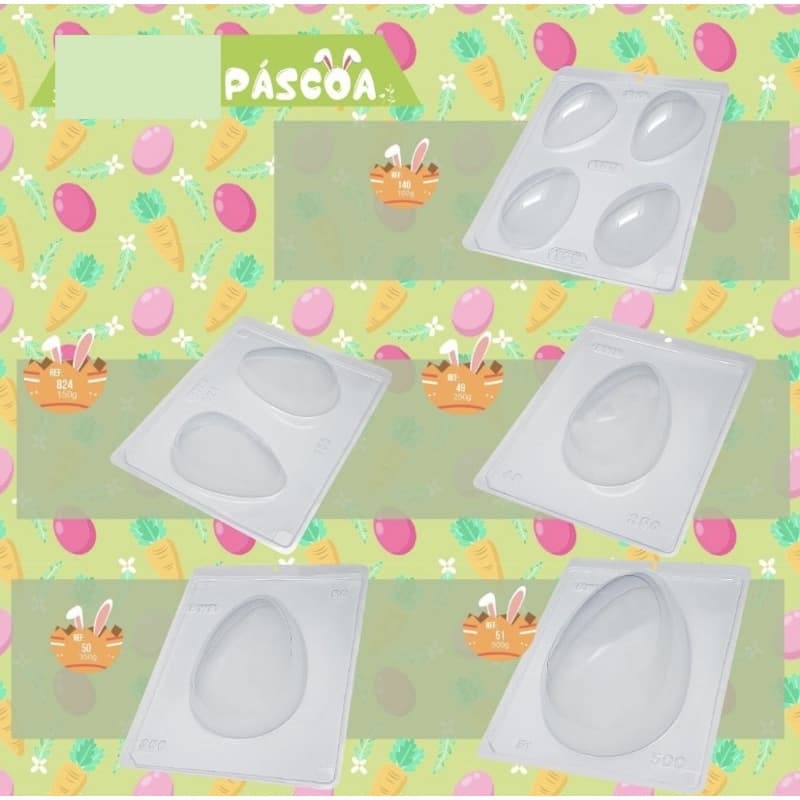 forma bwb silicone ovo de páscoa 100/150/250/350/500 g 3 partes