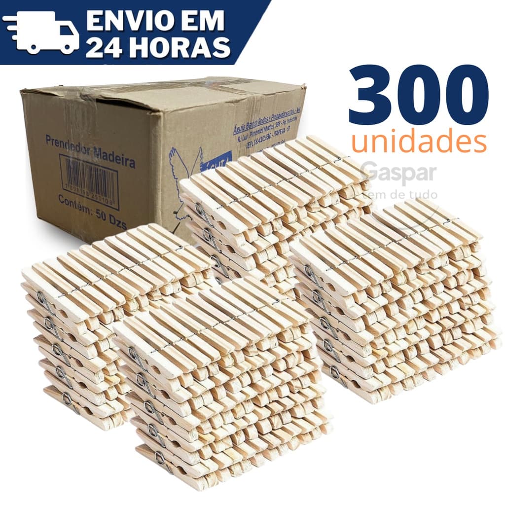 300 Prendedores Pregadores Roupa Madeira Artesanato Embalagem