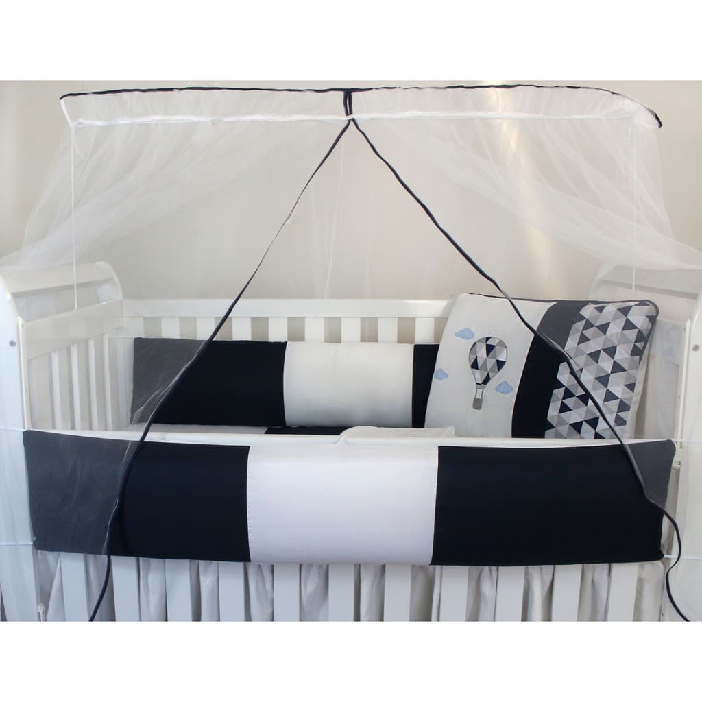Kit Protetor de Berço Kids com Mosquiteiro Comum 7 peças Balão Marinho