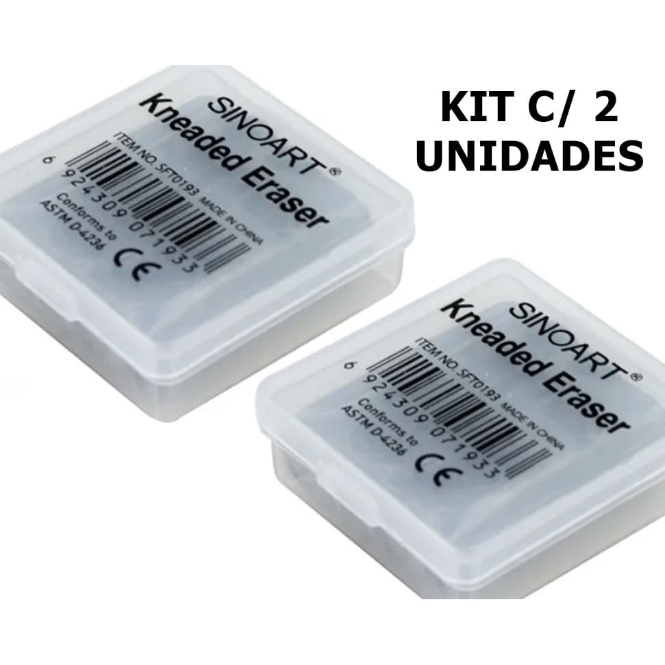 Borracha Limpa Tipos Artística Maleável P/ Desenho Kit C/ 2 Unid.