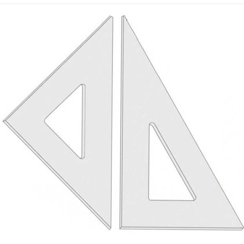 Par De Esquadros Acrilico Desenho Técnico 21 Cm Sem Chanfro Sem Graduação - Fenix