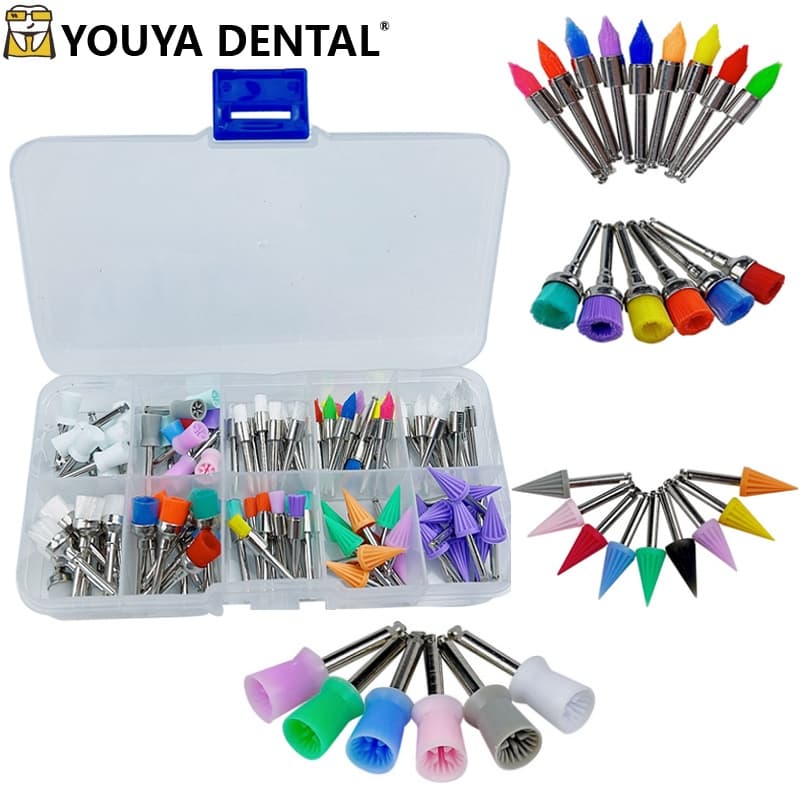 100 Pçs/Caixa Escovas Polidoras Escova De Cerdas De Náilon Copo De Polimento Descartável Prophy Copos Conjunto