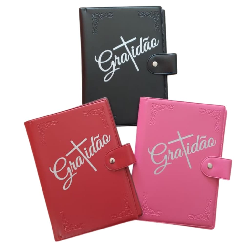 Capa para Bíblia com Botão Escrito Gratidão Tamanho Médio - Nº 11