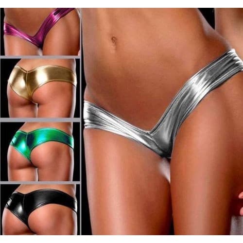 Calcinha Fio-Dental / Micro Short Metálico Sexy / Presente de Natal