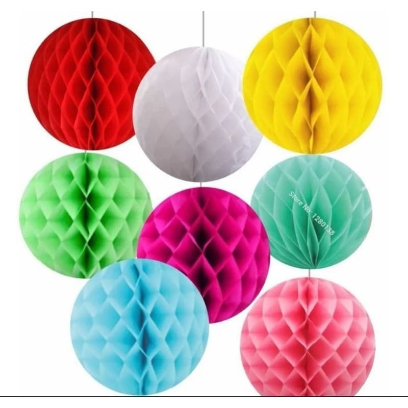 7 Balão Pompom Colmeia Bola De Papel Seda Festa Decora 20 Cm