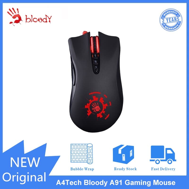 Bloody A91 USB Wired Mouse Gaming Mão Direita 4000DPI Para Laptop PC