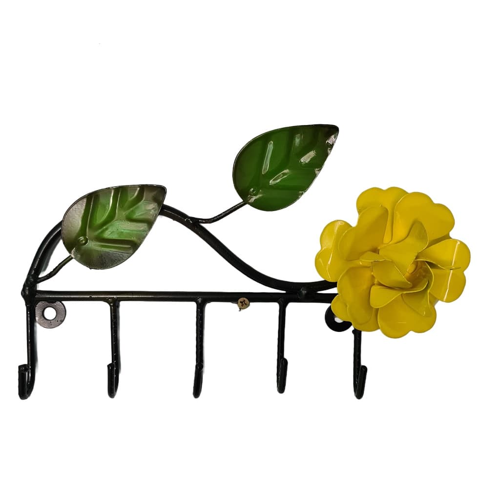 Cabide Porta Chaves Em Ferro Com Flor 5 Ganchos