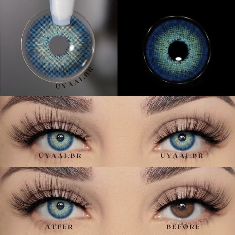 UYAAI Nova Chegada Exclusivo Pattaya Lente De Contato Colorida Azul Lentes Macia