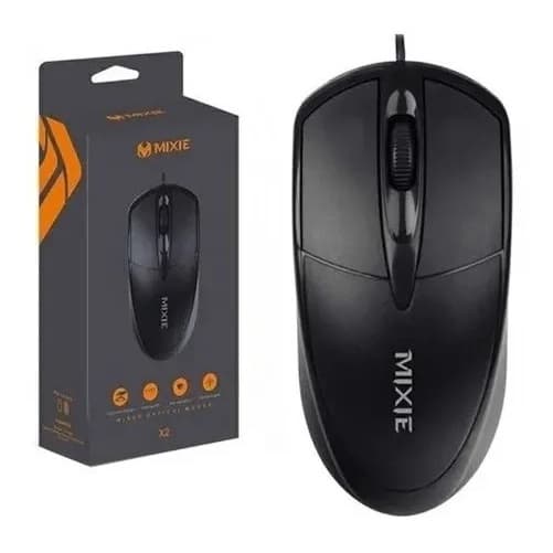 Mouse Com Fio Usb Optico Preto Original Mixie X2