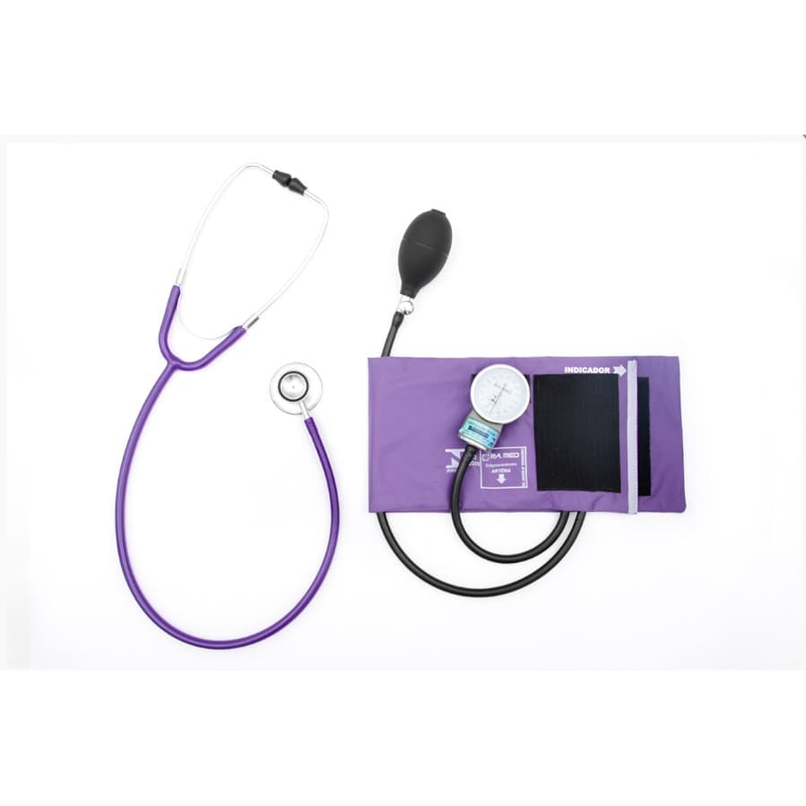 Kit Esfigmomanômetro + Estetoscópio Duplo Pamed - Roxo
