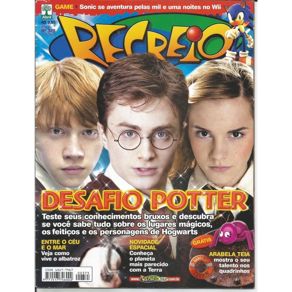 Revista Recreio Harry Potter Desafio Potter Edição n. 375 17/5/2007