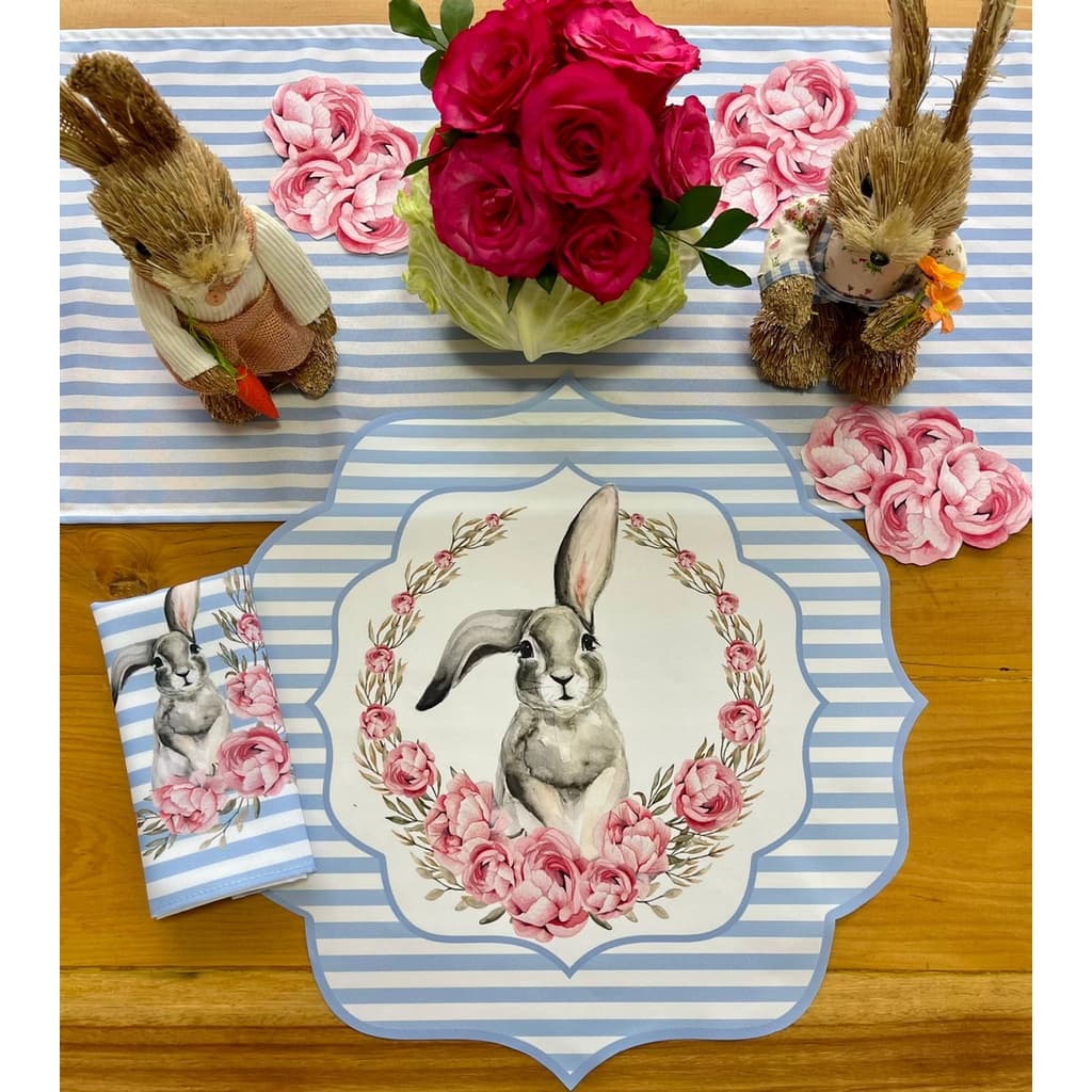 KIT PÁSCOA JOGO AMERICANO IMPERMEÁVEL  + GUARDANAPO ESTAMPADO  SOUSPLAT MESA POSTA JANTAR DECORAÇÃO