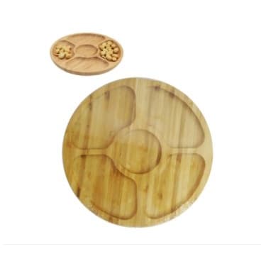 BANDEJA DE BAMBU 19.8 X 19.8 CM 5 DIVISÓRIAS COD 96838