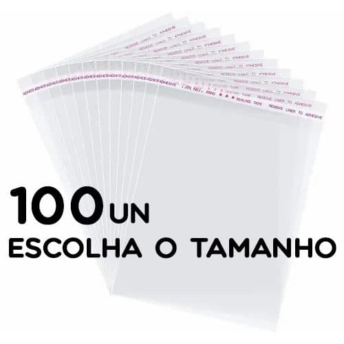 Kit 100 unidades saco plástico embalagem 5x7cm até 22x32cm auto adesiva para produtos diversos - Embalagens